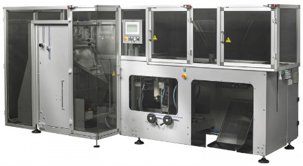 Verpackungsmaschine  Verpackungsmaschine für Standbodenbeutel mit Extraversiegelung zur Bodenverstärkung